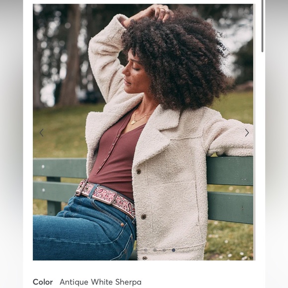 Marine Layer Quebec Sherpa Jacket in Antique White Sherpa | Size: XS - Picture 5 of 8